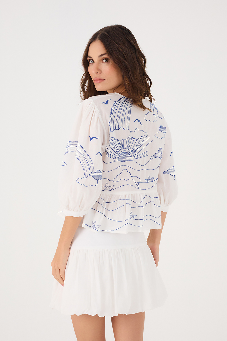 Embroidered Voile Gown