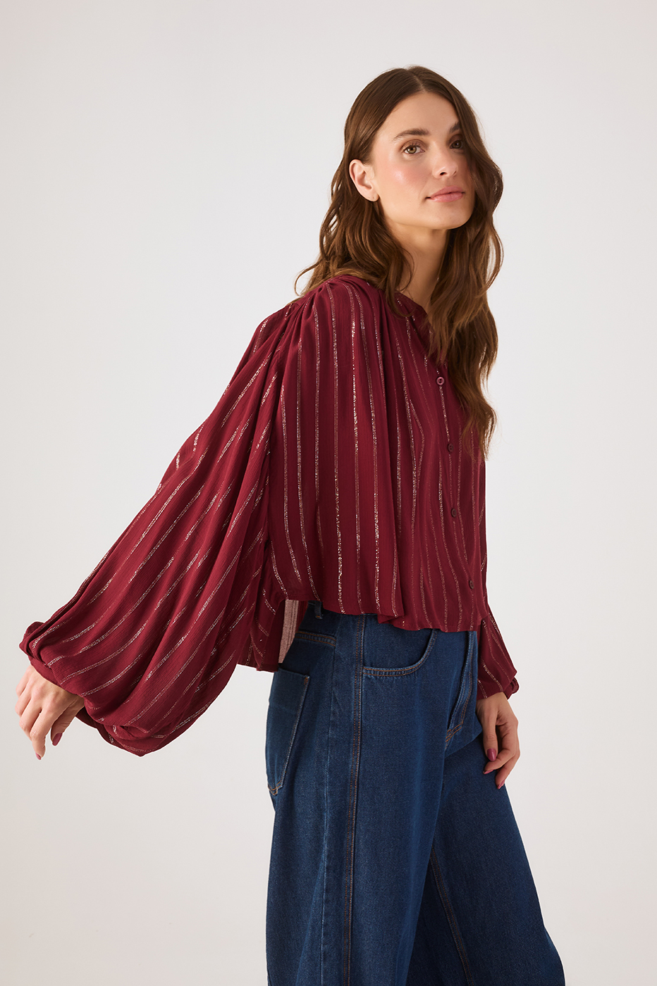 Wine Bossa Lurex  Blouse