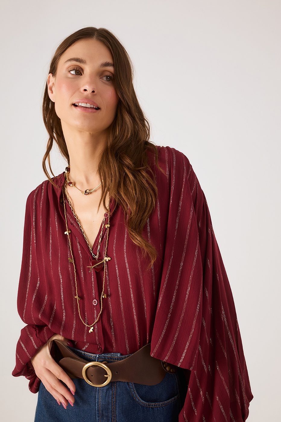Wine Bossa Lurex  Blouse