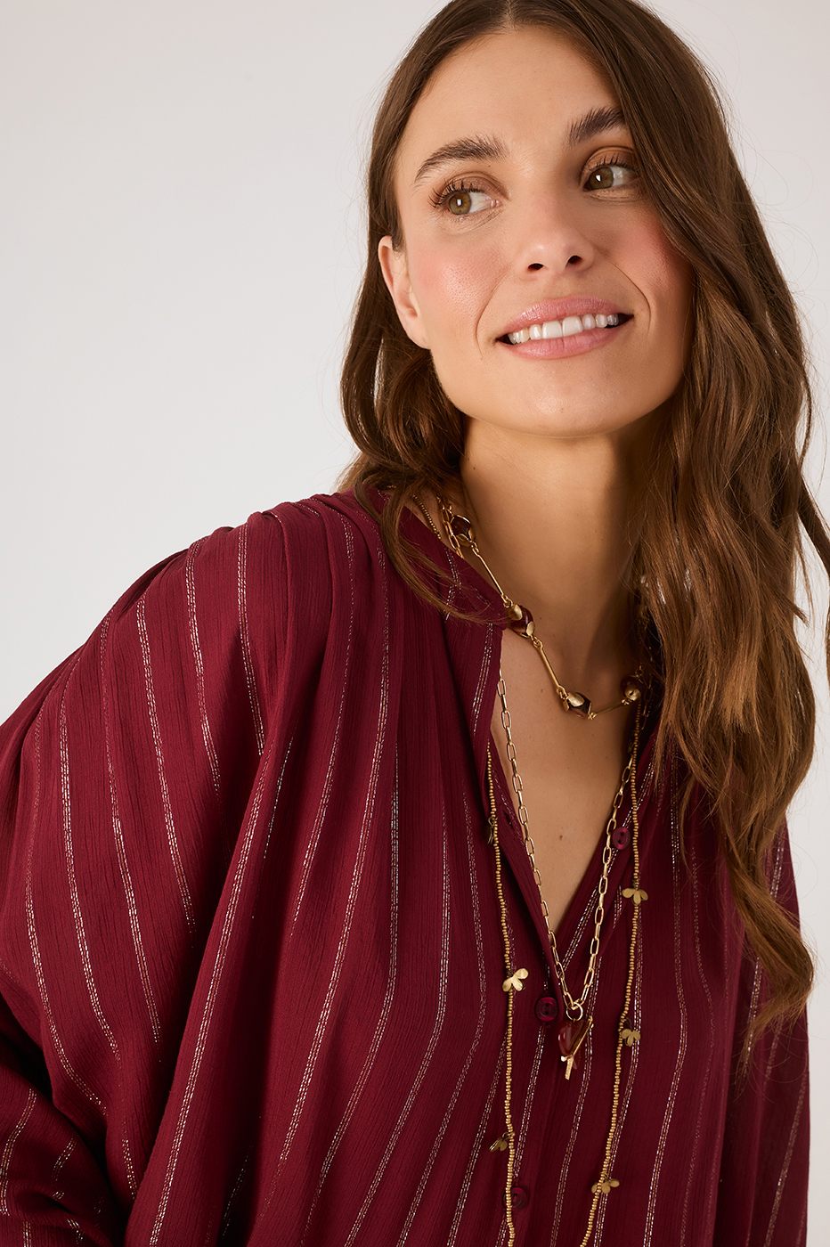 Wine Bossa Lurex  Blouse