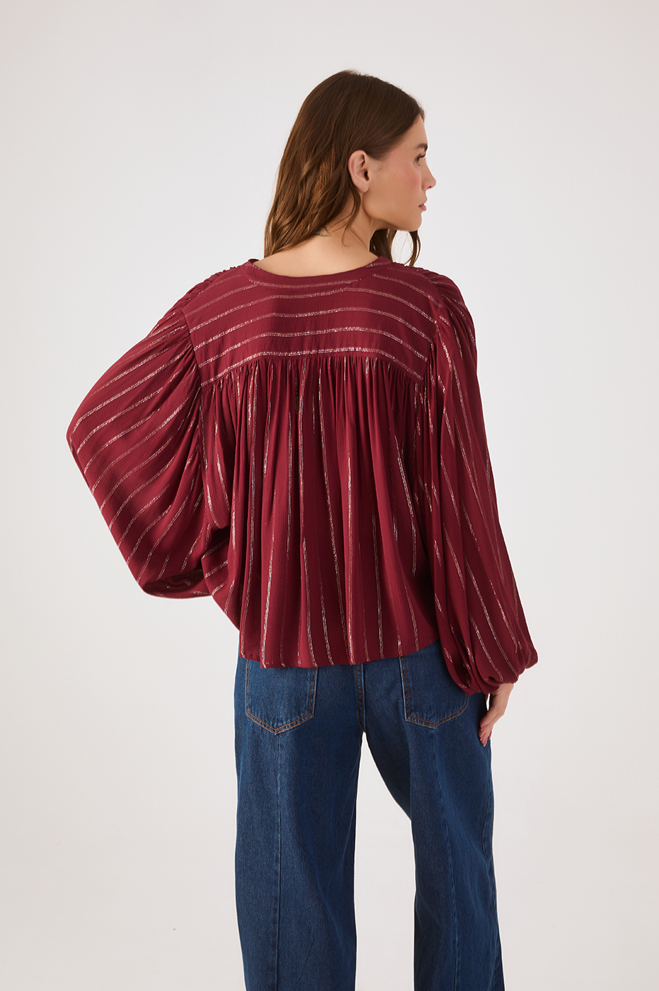 Wine Bossa Lurex  Blouse