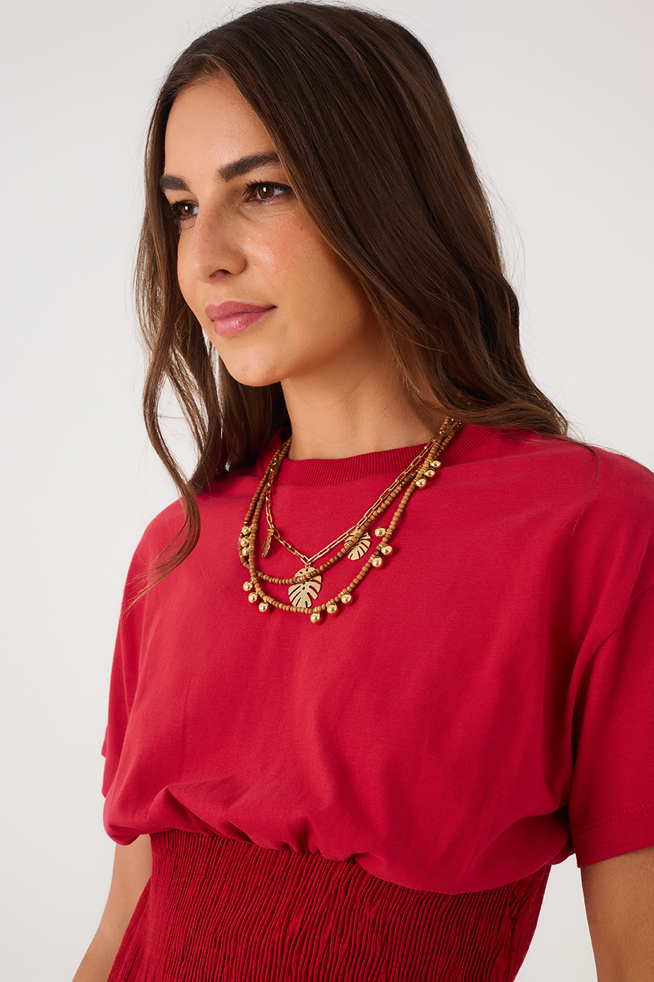 Red Encanto Waist Smocked T-Shirt