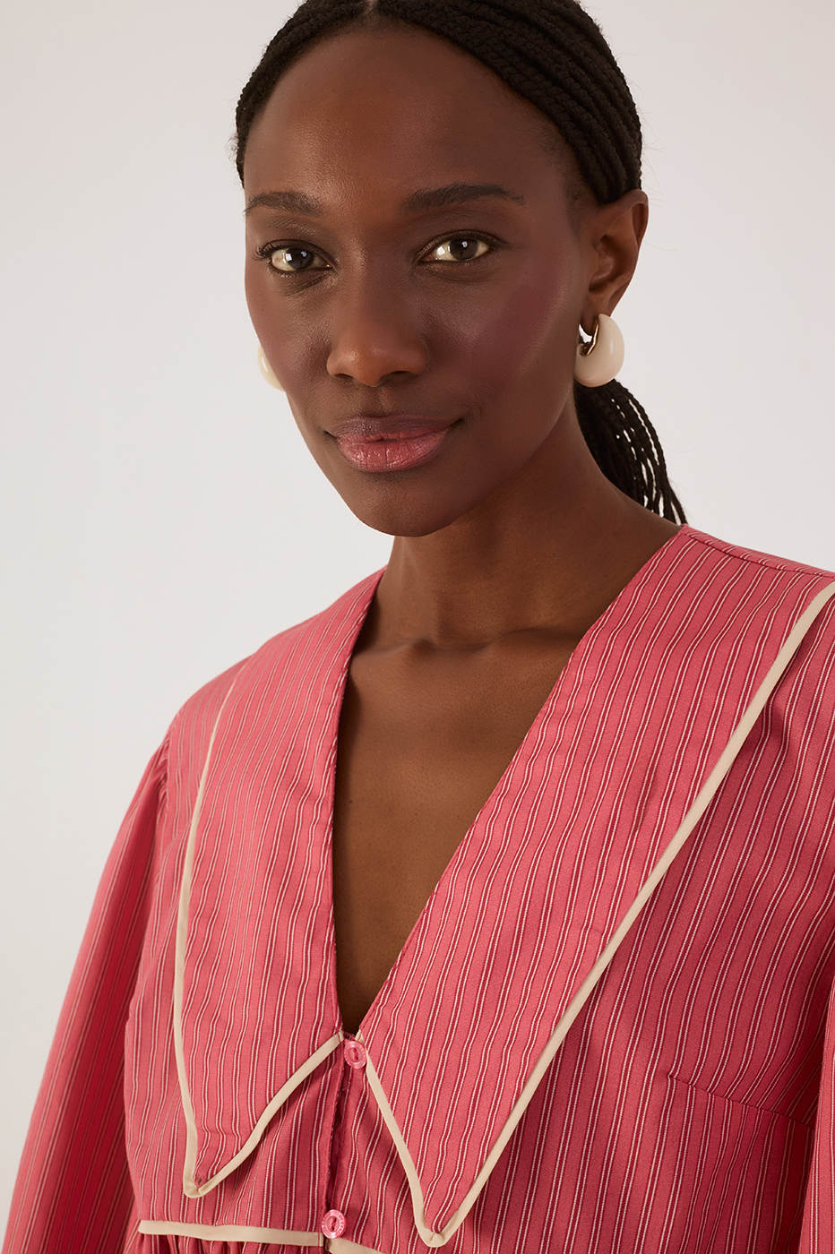 Striped Embroidered Blouse