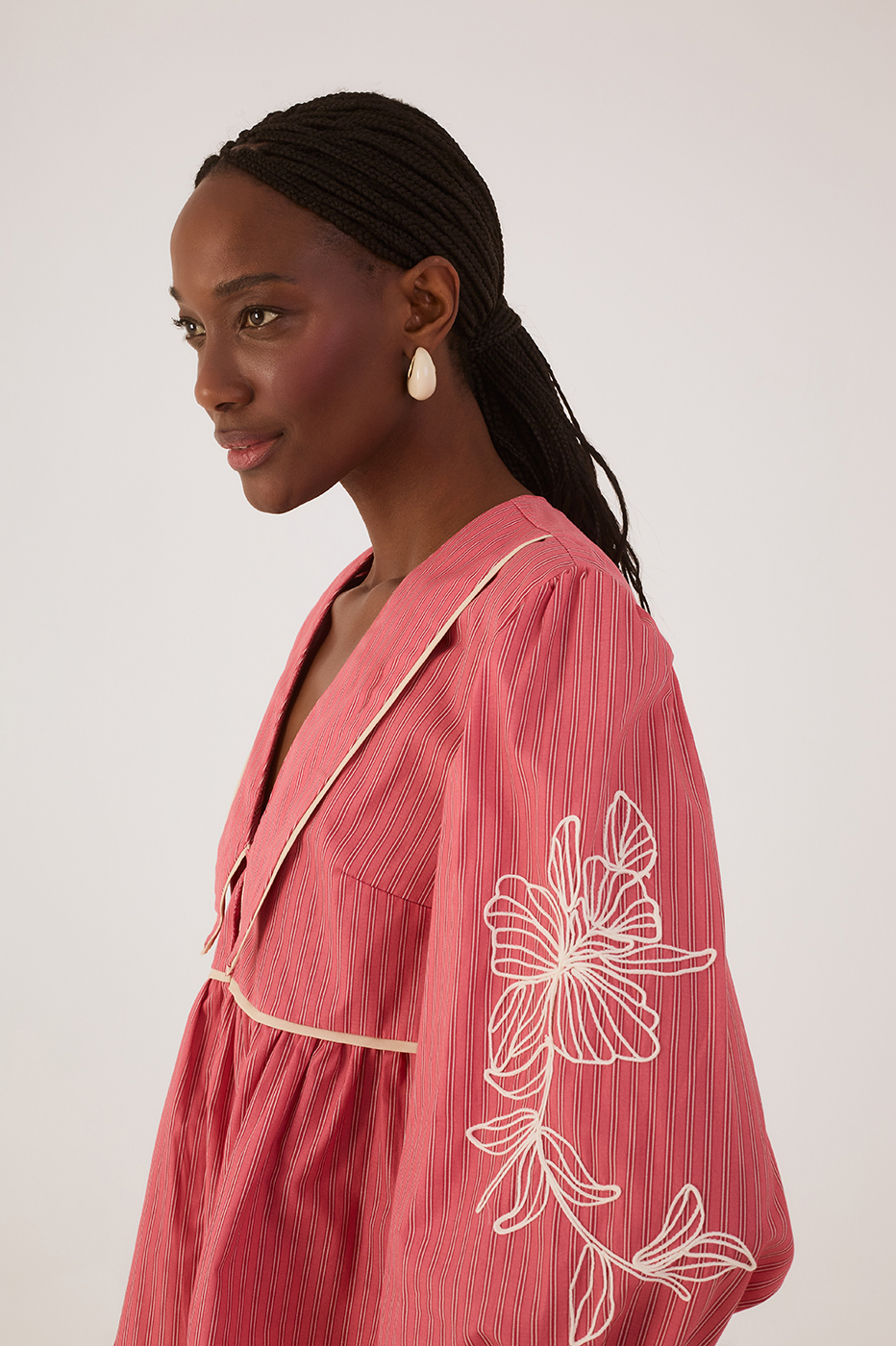 Striped Embroidered Blouse