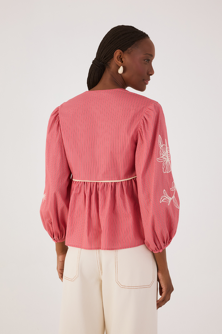 Striped Embroidered Blouse