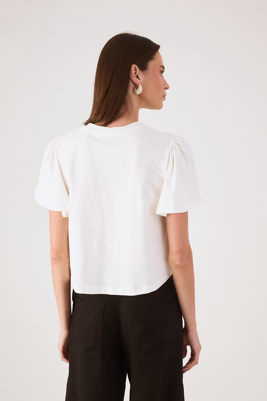 Off-White Pleats Crew Neck Short Sleeve Blouse