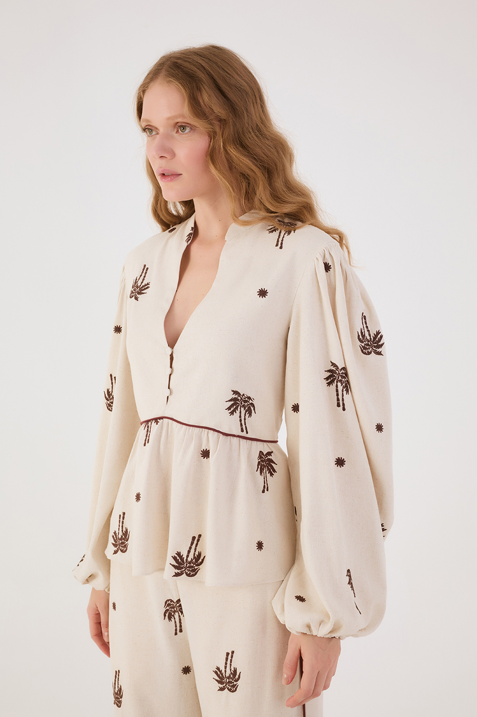 Sol Rio Embroidered Peplum Blouse