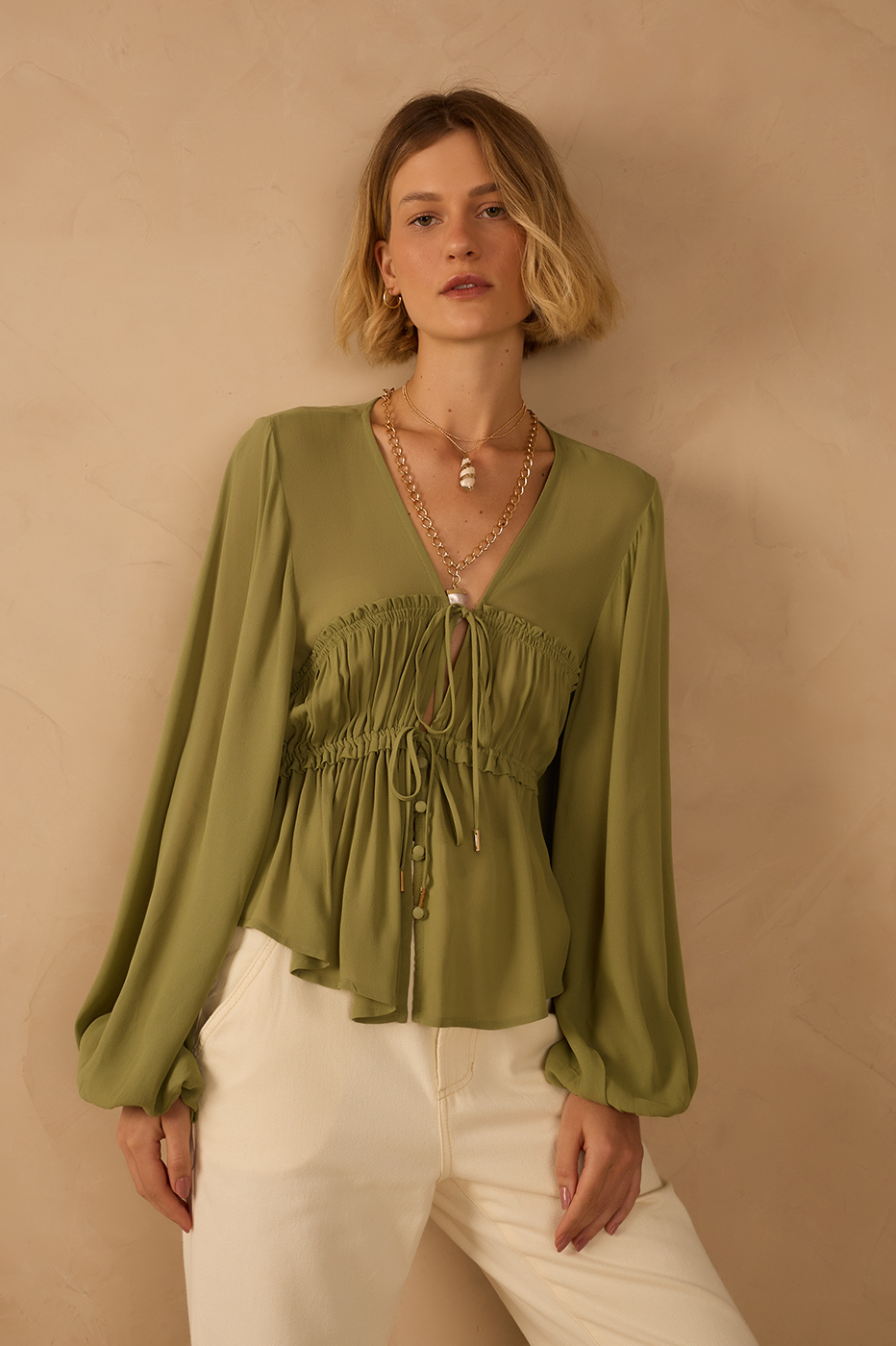 Crepe Bust Draped Top