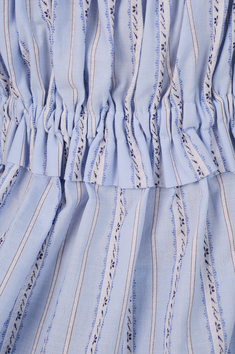 Blue Ruffled Buttoned Puff Sleeve Blouse
