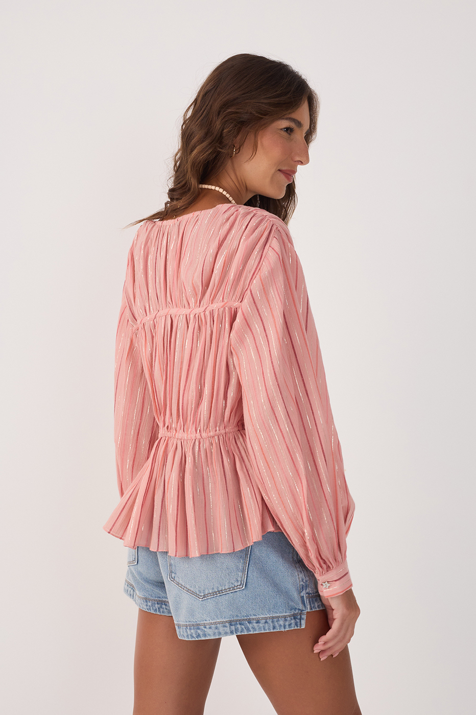 Lurex Voile Tie-Front Top