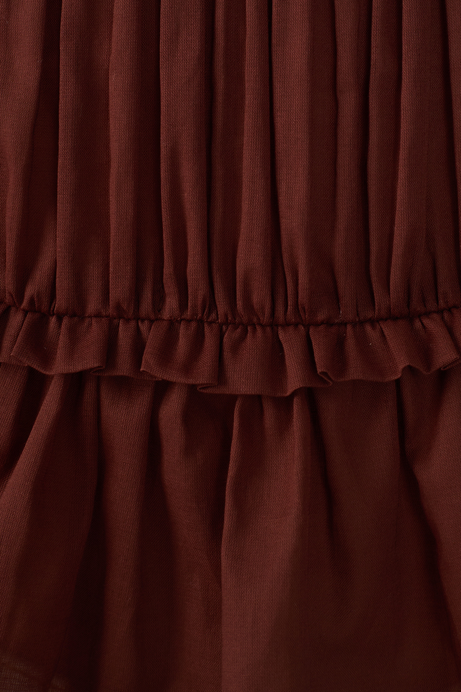Brown Smocked Sleeveless Draped Blouse