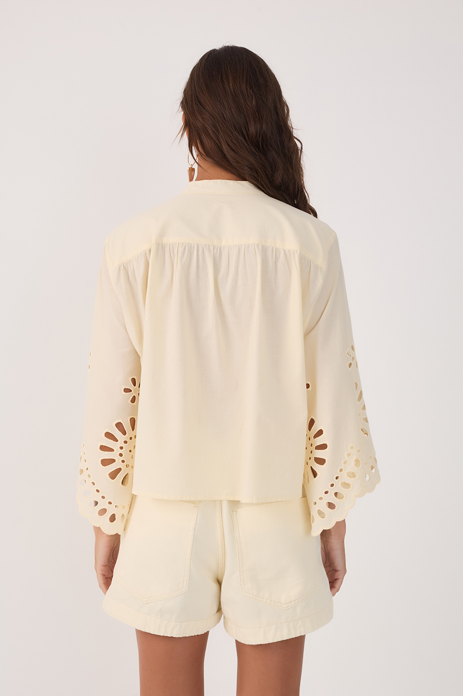 Cotton Shirt With Embroidered Hem