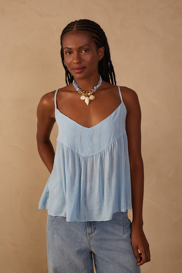 Lurex Yoke Neckline Top