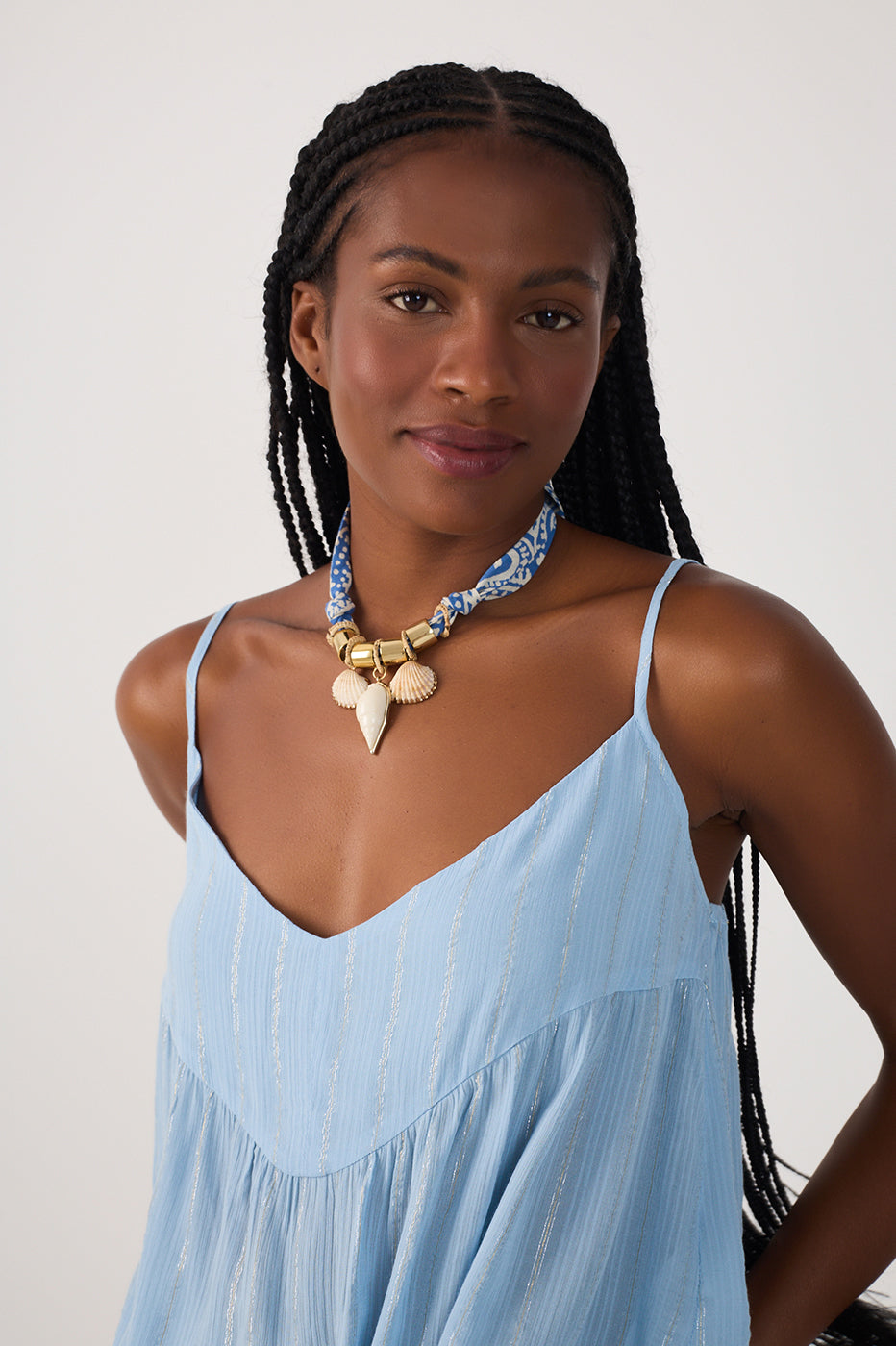 Lurex Yoke Neckline Top