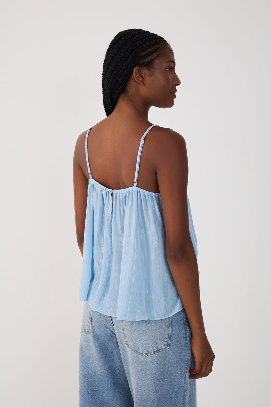 Lurex Yoke Neckline Top