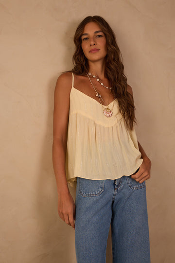 Lurex Yoke Neckline Top