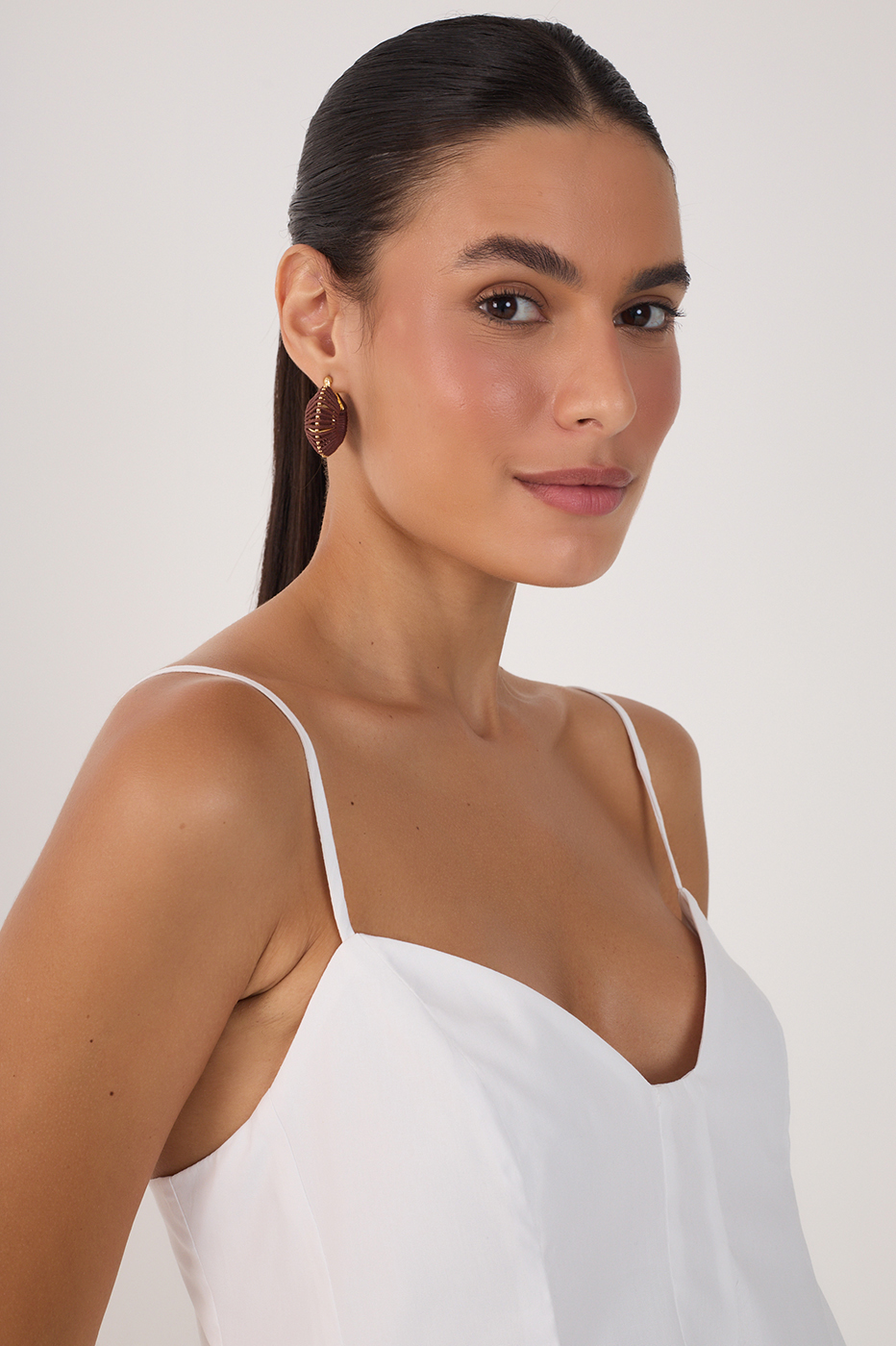 White V Neck Sleeveless Cotton Peplum Top
