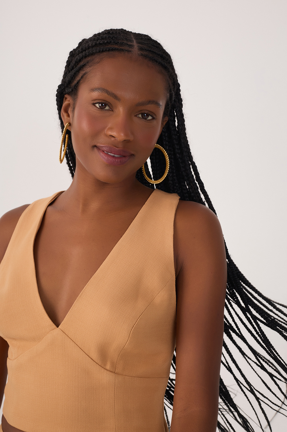 Beige Straight-cut Back Top