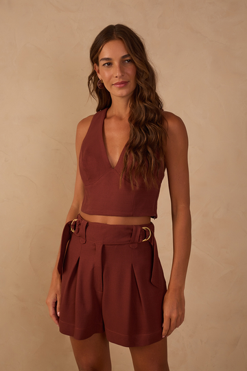 Brown Straight-cut Back Top