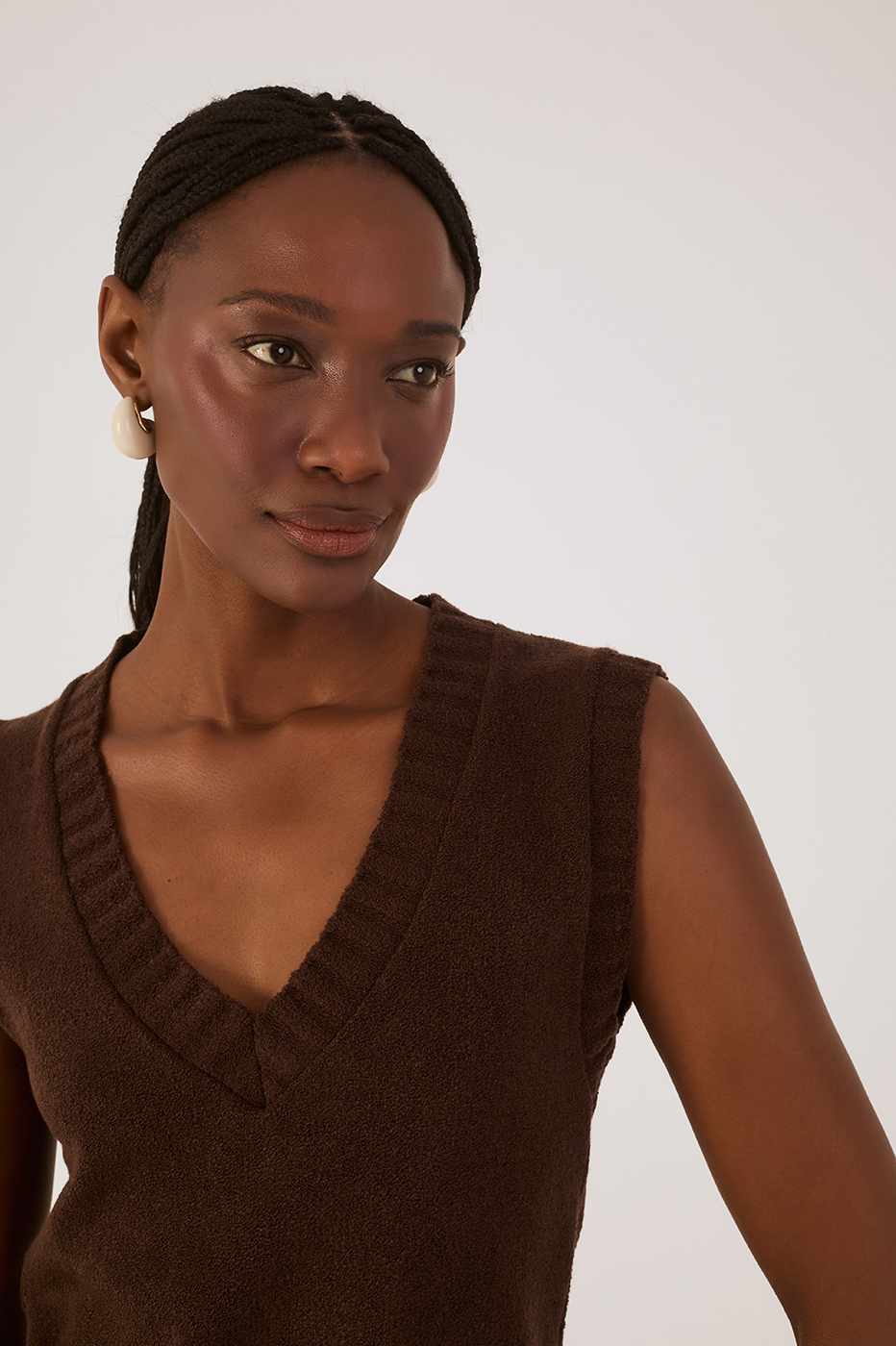 Brown Caffeine Tricot Vest