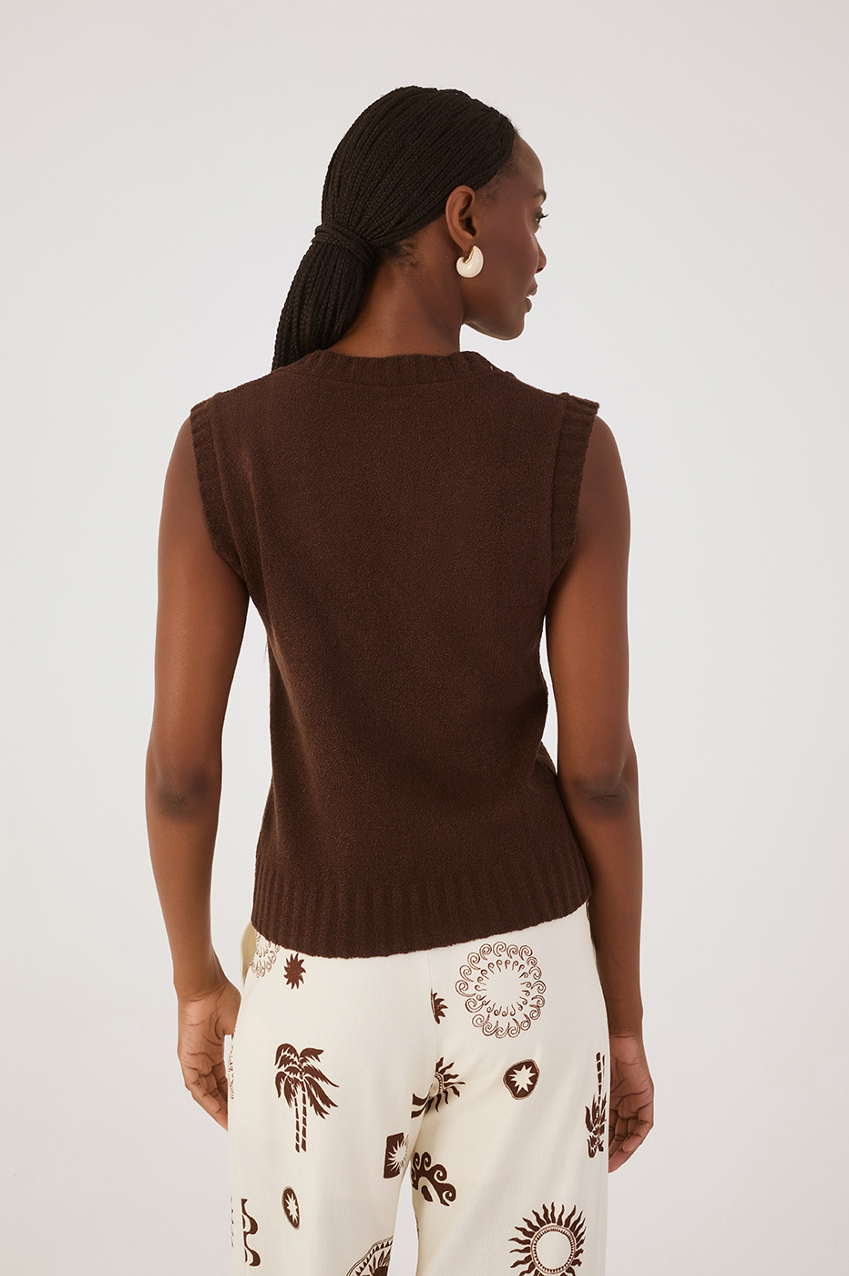 Brown Caffeine Tricot Vest