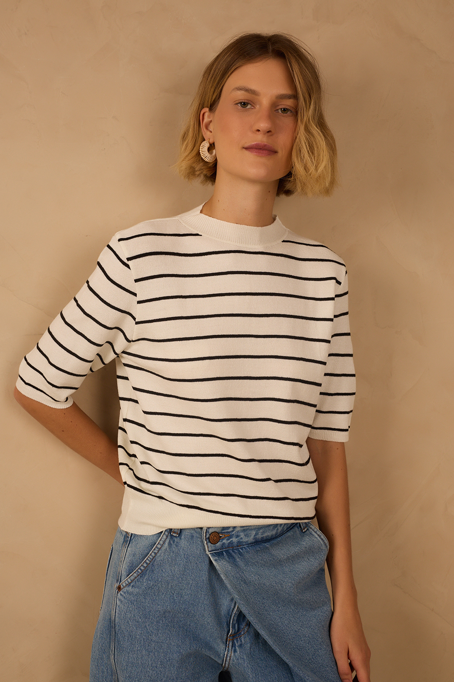 Knit Sleeve Short Top