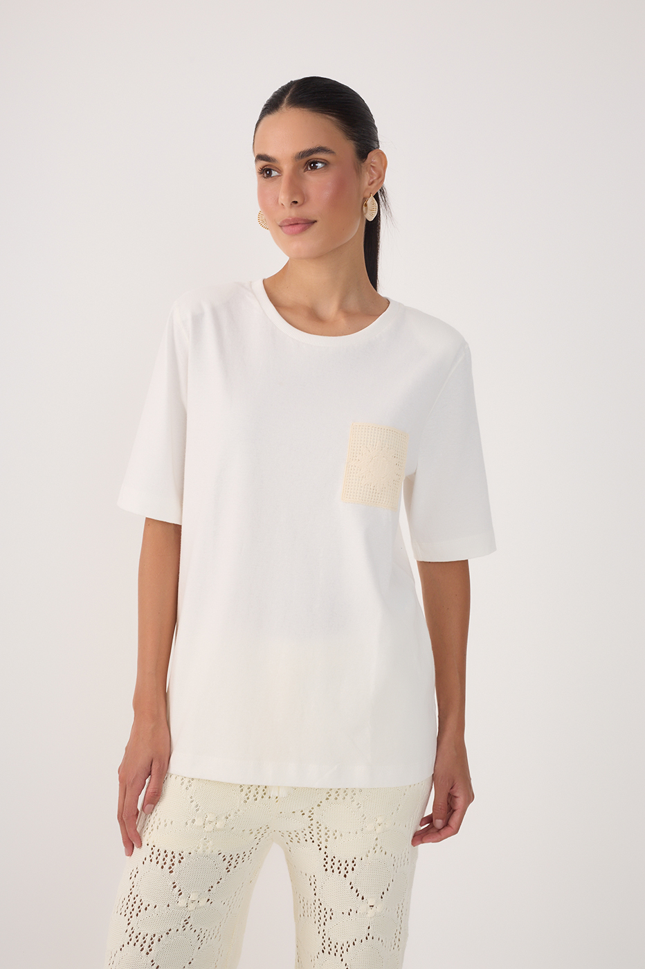 Basic Embroidered Pocket Blouse