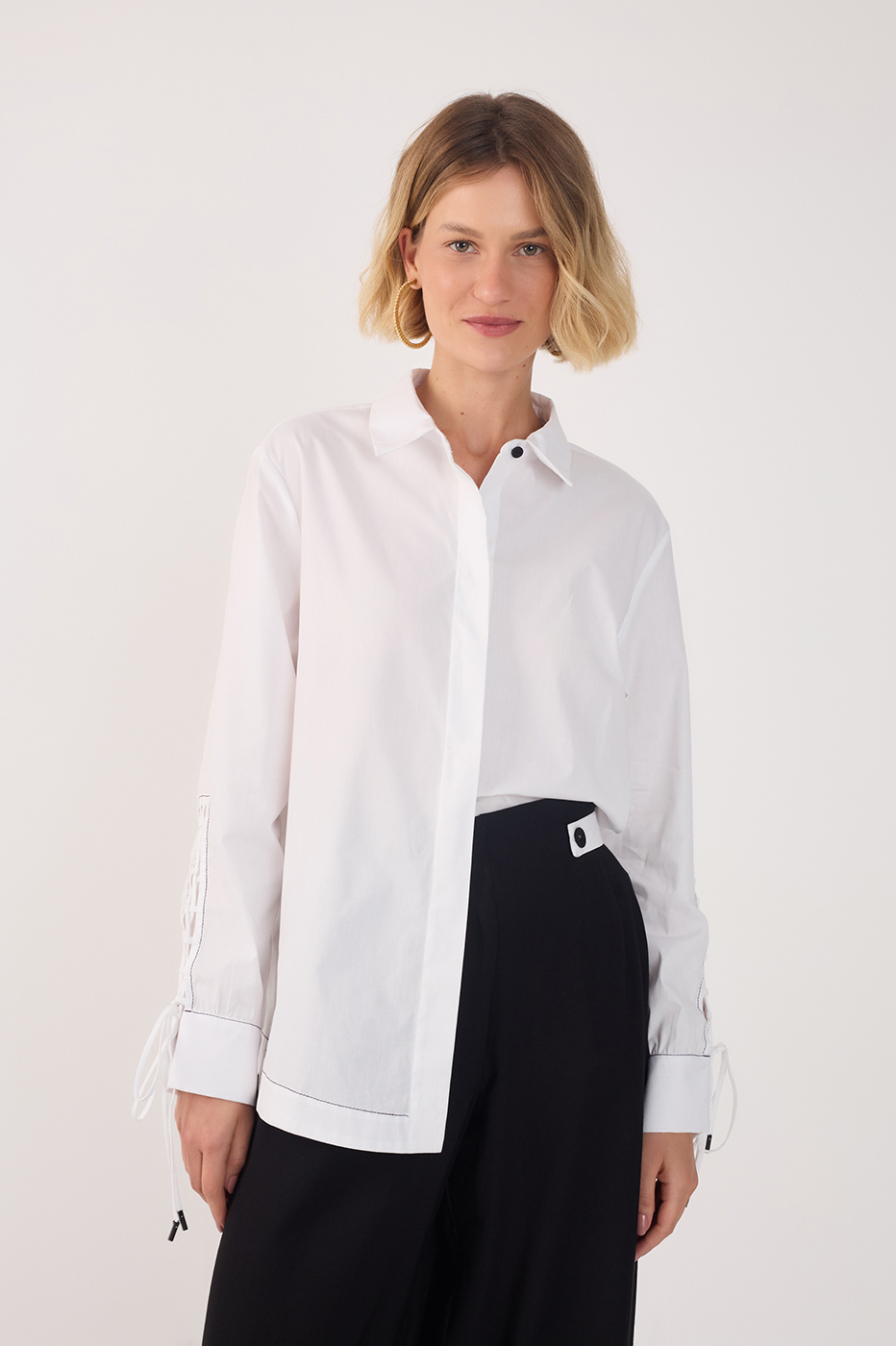 White Collared Cuff Ties Buttoned Shirt