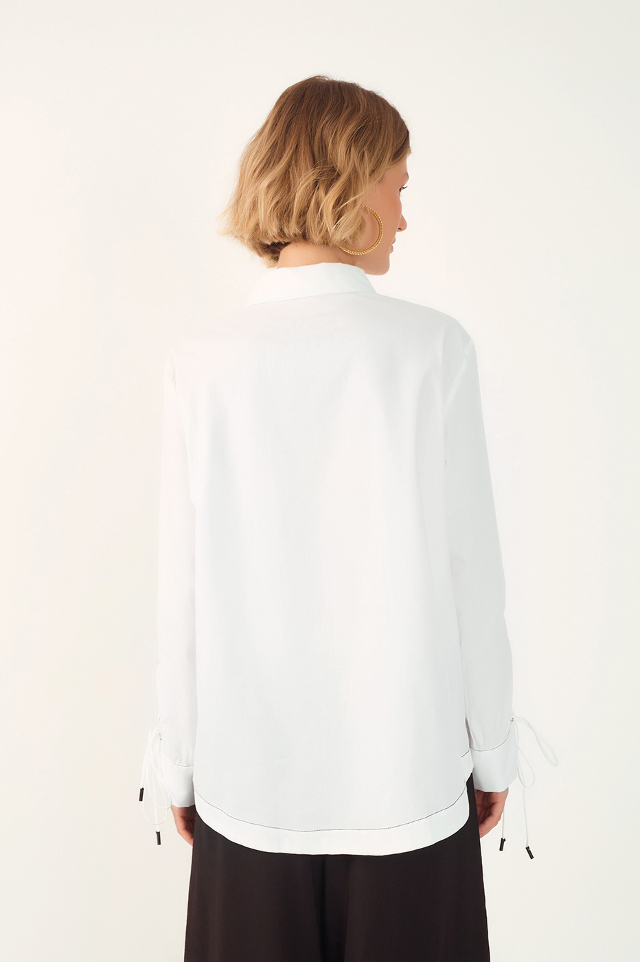 White Collared Cuff Ties Buttoned Shirt