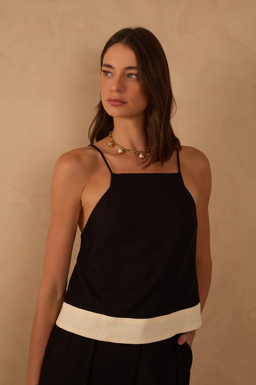 Linen B&W Blouse