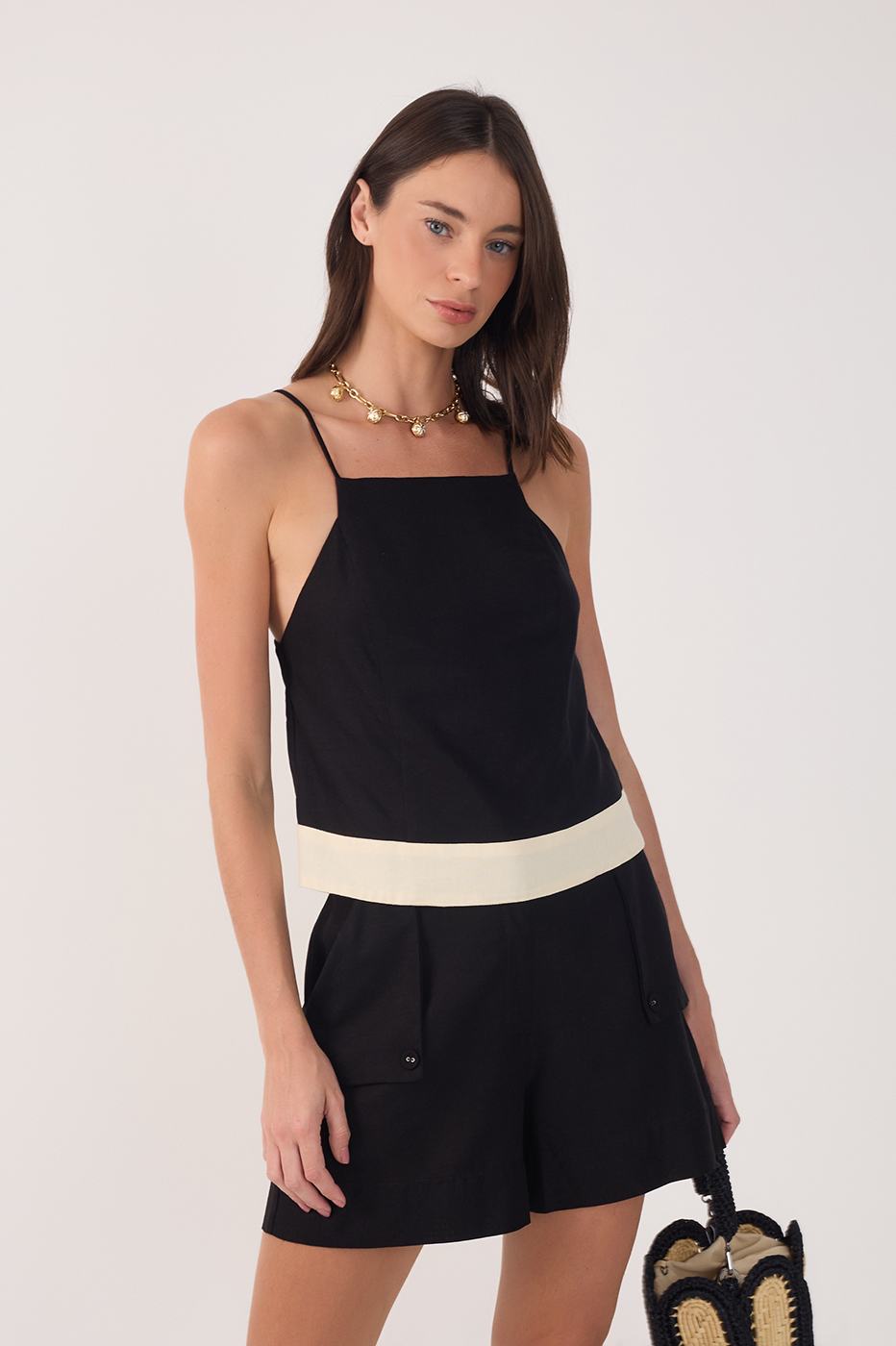 Linen B&W Blouse