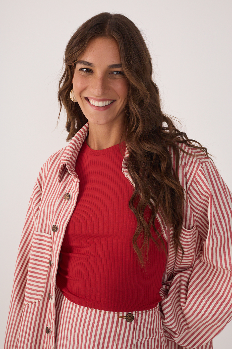 Red Crew Neck Sleeveless Ribbed Tank Top