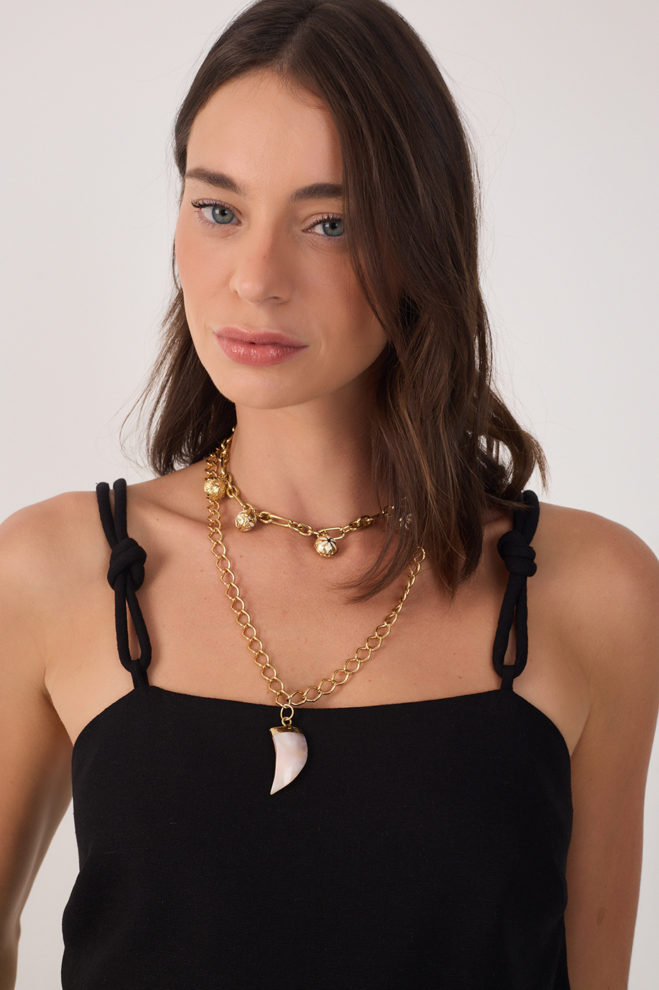 Black Square Neck Knot Ties Linen Blouse