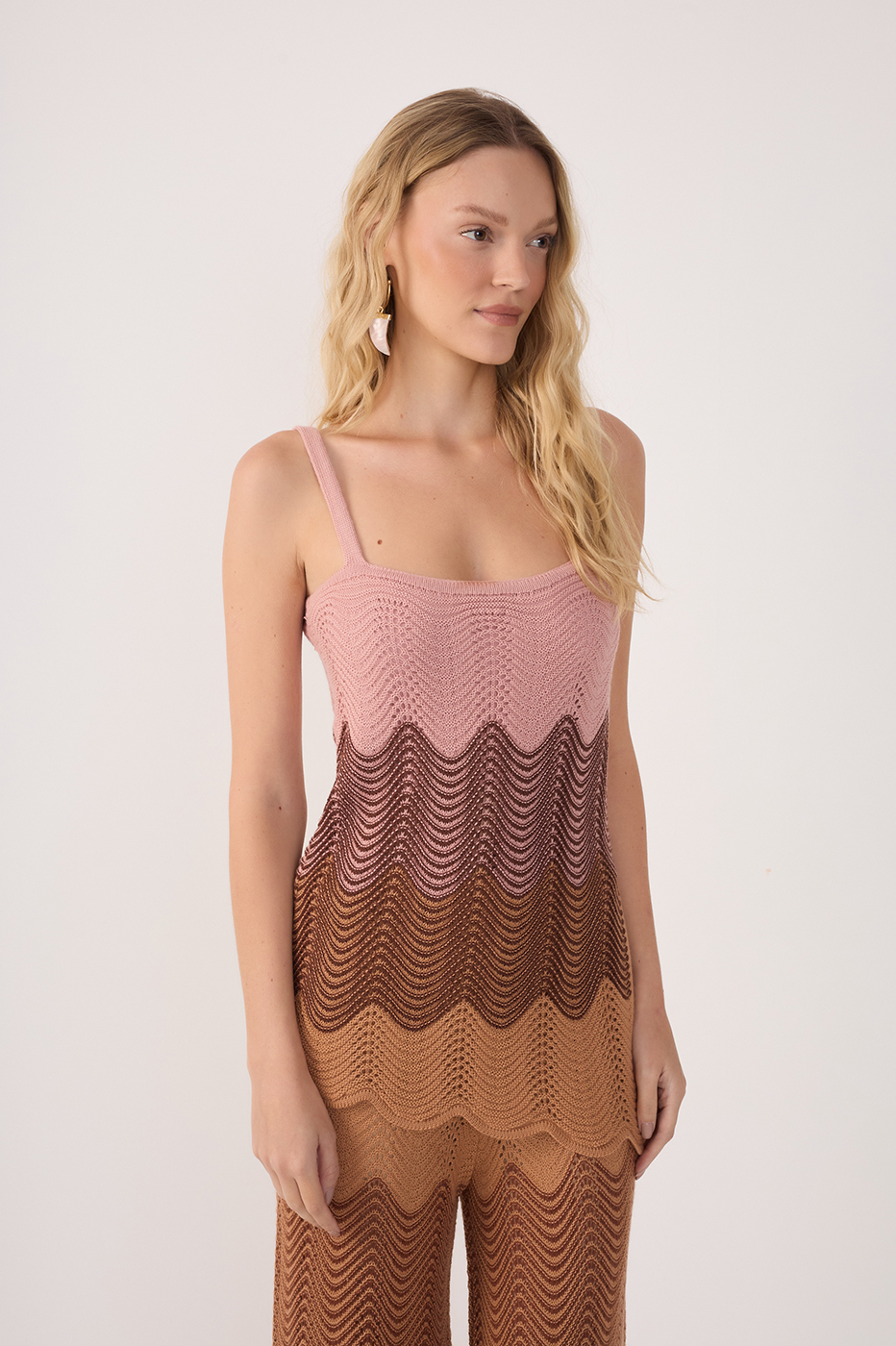 Multicolor Sleeveless Tricot Maxi Blouse
