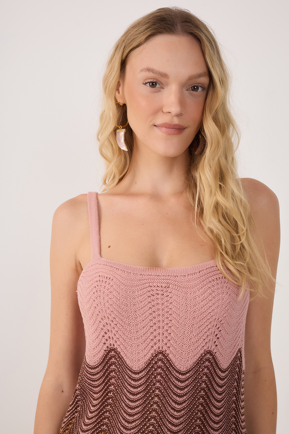 Multicolor Sleeveless Tricot Maxi Blouse