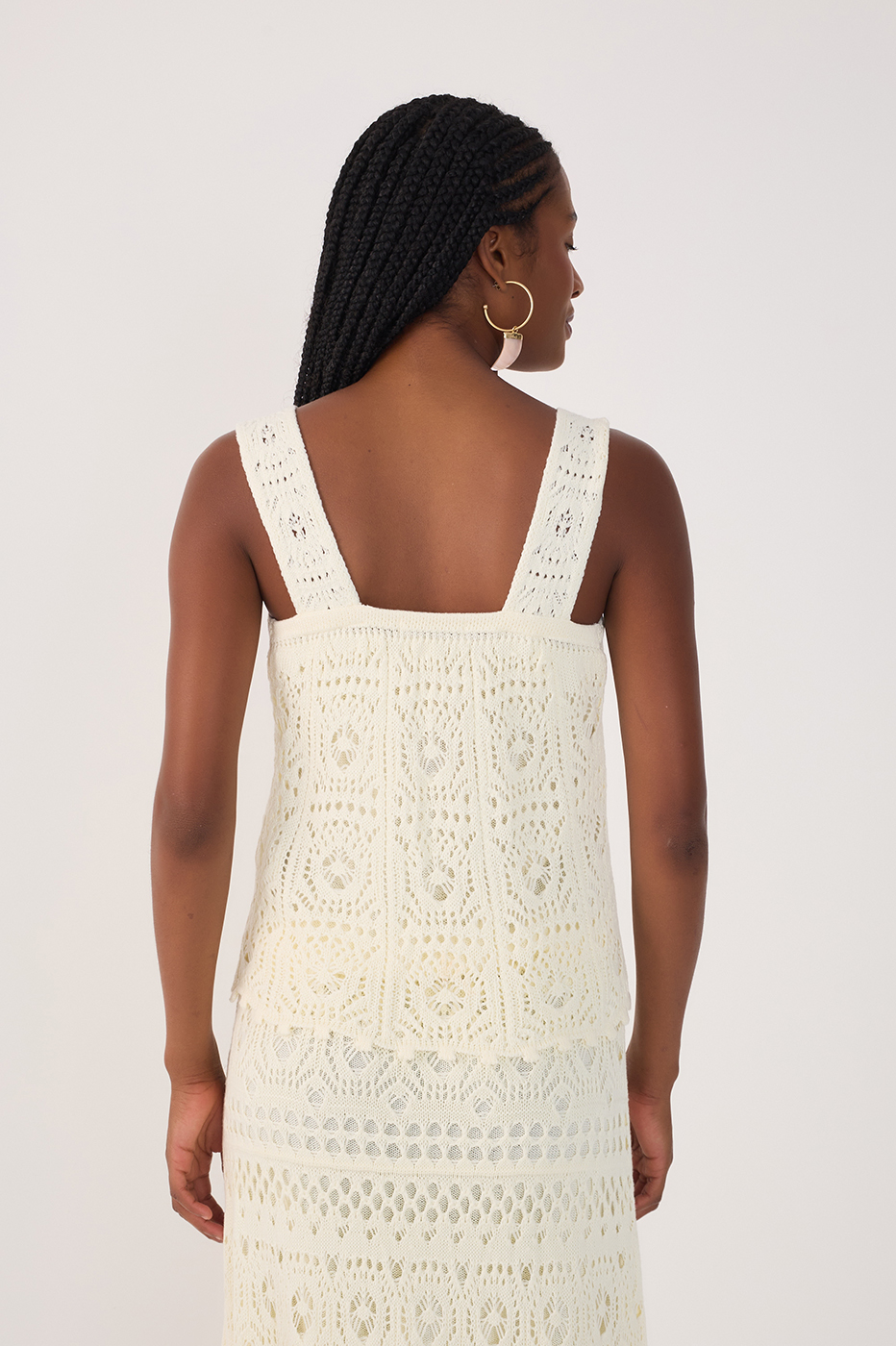 Off-White Square Neck Sleeveless Blouse