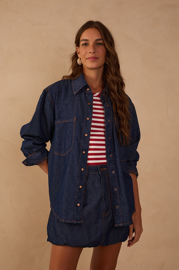 Denim Buttoned Front Pockets Shirt