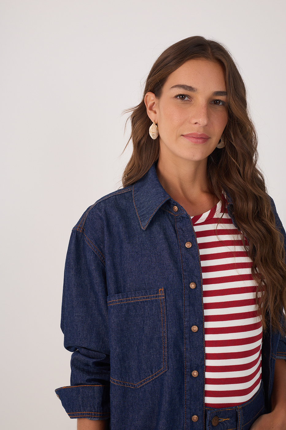 Denim Buttoned Front Pockets Shirt