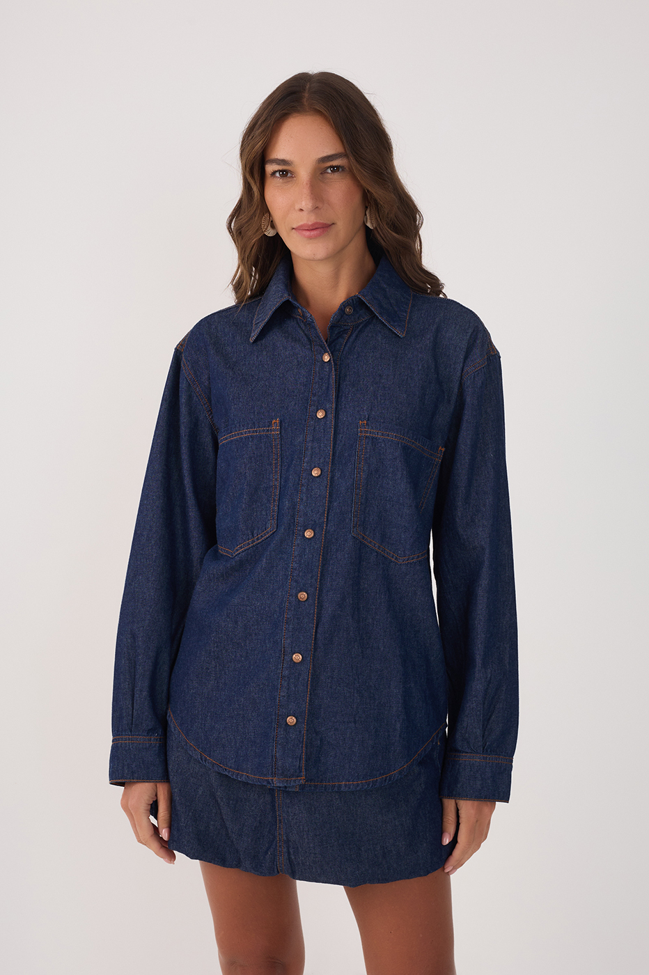 Denim Buttoned Front Pockets Shirt