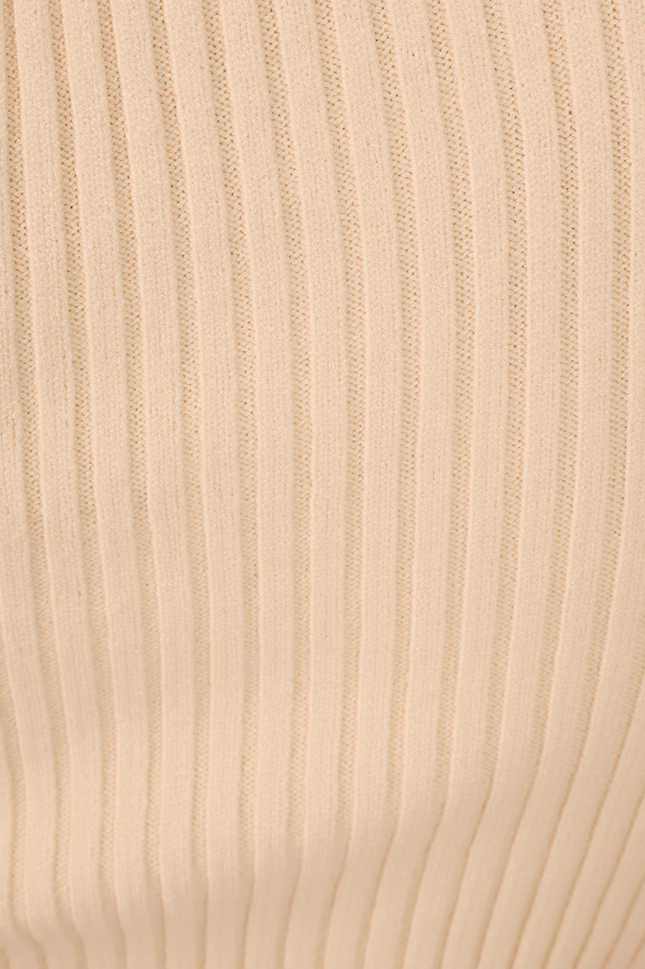 Beige Ribbed One-Shoulder Tricot Top