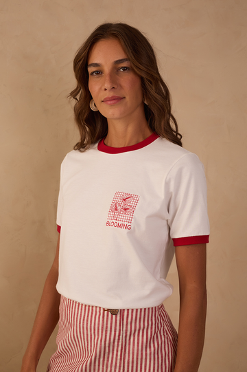 Off-White Embroidered Short Sleeve T-Shirt