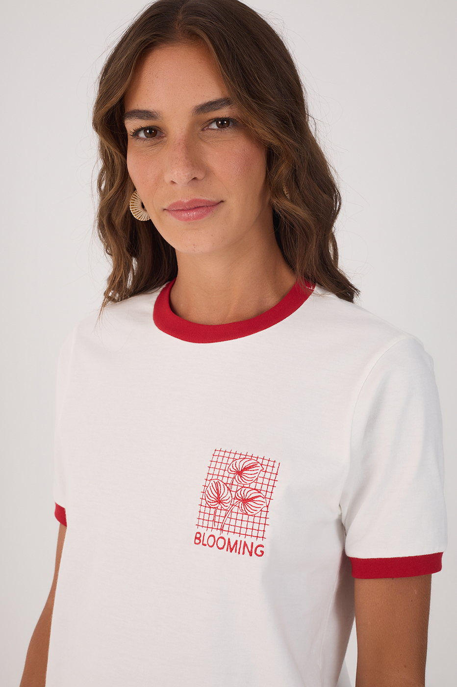 Off-White Embroidered Short Sleeve T-Shirt