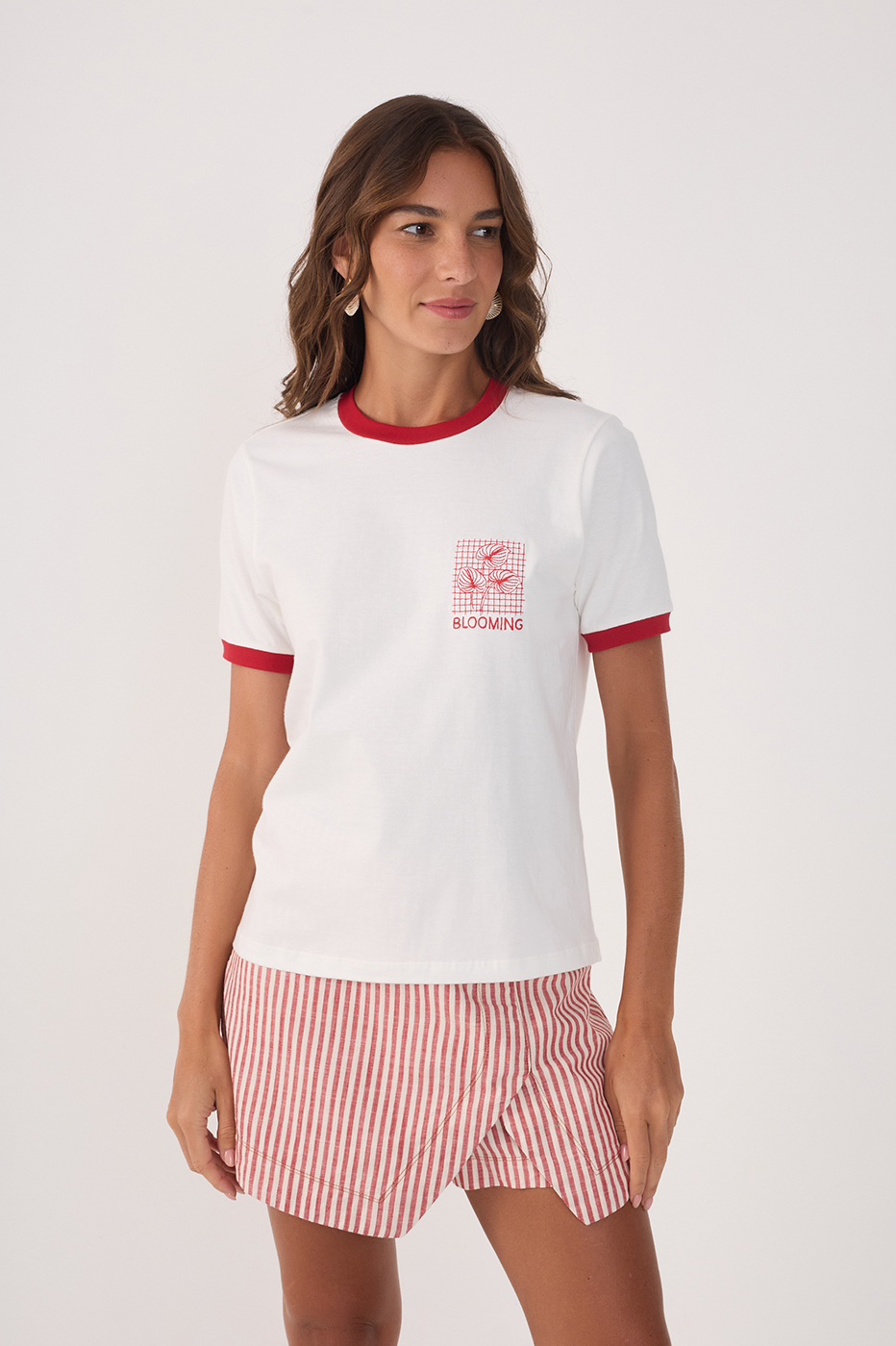 Off-White Embroidered Short Sleeve T-Shirt