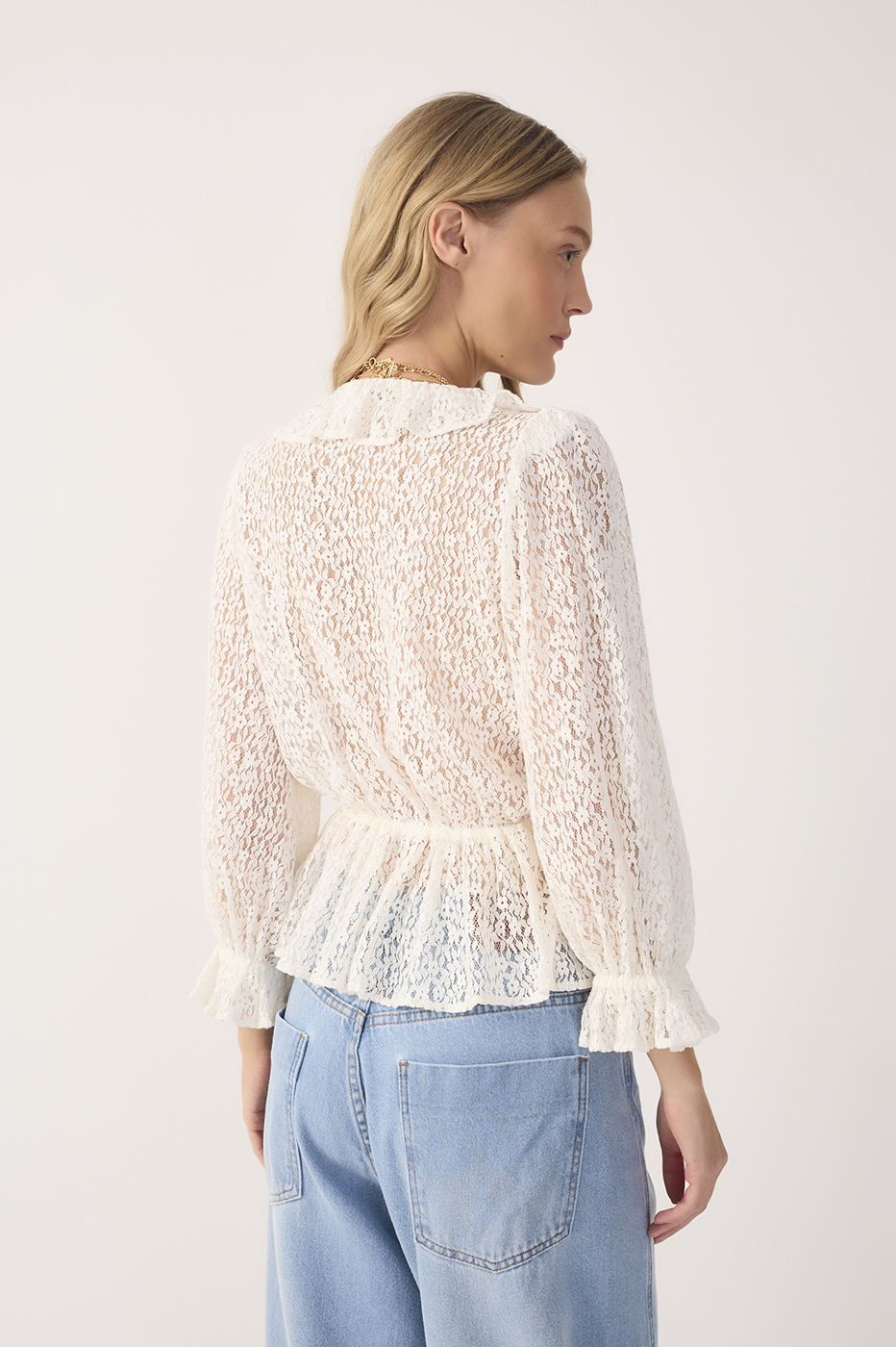 Off-White Drawstring Lace Tulle Tunic