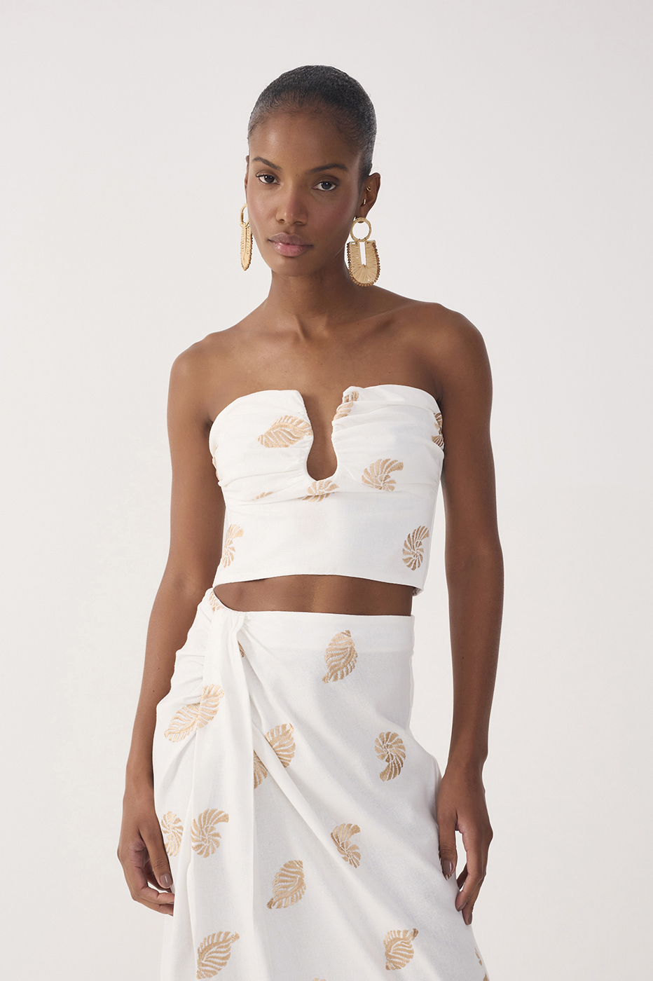 Off-White Embroidered Shell Lurex Linen Blouse