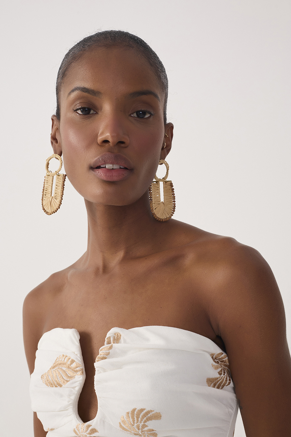 Off-White Embroidered Shell Lurex Linen Blouse