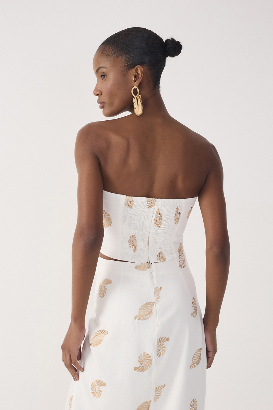 Off-White Embroidered Shell Lurex Linen Blouse