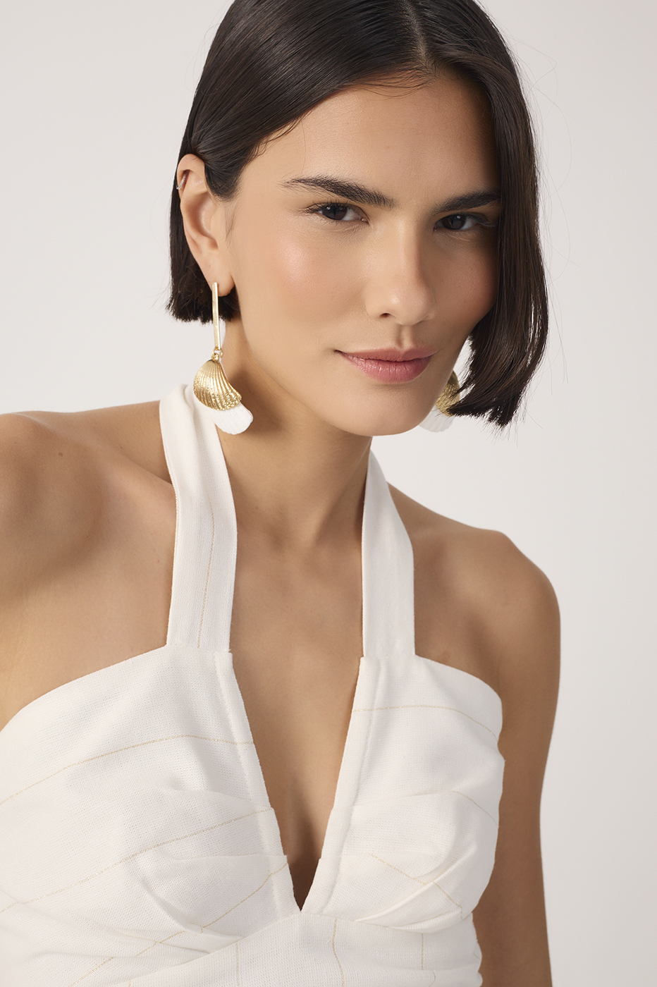 Off-White Striped Lurex Linen Blouse