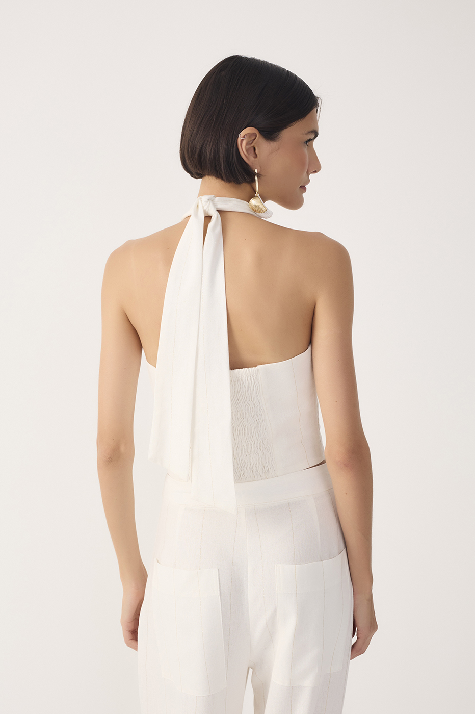 Off-White Striped Lurex Linen Blouse