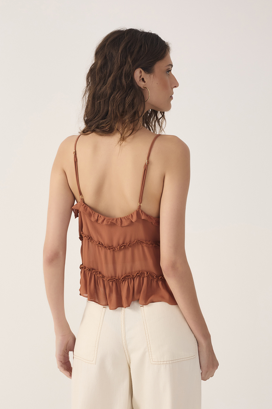 Crepe  Ruffled Hem Blouse